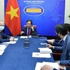 Bộ trưởng Ngoại giao Bùi Thanh Sơn điện đàm với Bộ trưởng Ngoại giao Liên bang Nga Sergei Lavrov. (Ảnh: TTXVN phát)