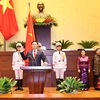Chủ tịch Quốc hội Vương Đình Huệ tuyên thệ nhậm chức. (Ảnh: Trọng Đức/TTXVN)