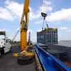 Bốc xếp hàng hóa tại cảng Tân Cảng-Thốt Nốt. (Ảnh: TTXVN)