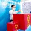 Ủy viên Bộ Chính trị, Phó Chủ tịch Thường trực Quốc hội Trần Thanh Mẫn bỏ phiếu tại điểm bầu cử số 13, phường Tân An, quận Ninh Kiều. (Ảnh: Trần Thị Thu Hiền/TTXVN)