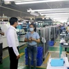 Đoàn công tác của Ủy ban nhân dân tỉnh Bình Thuận kiểm tra nơi làm việc của Công ty Right tại Khu công nghiệp Hàm Kiệm II, huyện Hàm Thuận Nam. (Ảnh: Nguyễn Thanh/TTXVN)