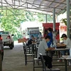 Khu vực khai báo y tế bắt buộc đối với tất cả người dân khi đi vào tỉnh Lâm Đồng tại chốt kiểm soát dịch COVID-19 trên quốc lộ 20 (đoạn qua huyện Đạ Huoai, Lâm Đồng). (Ảnh: Nguyễn Dũng/TTXVN)