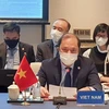 Thứ trưởng Bộ Ngoại giao Nguyễn Quốc Dũng dẫn đầu đoàn Việt Nam tham dự Hội nghị lần thứ 19 Quan chức cao cấp ASEAN-Trung Quốc về thực hiện Tuyên bố về ứng xử của các bên ở Biển Đông (SOM DOC) ngày 7/6/2021 tại Trùng Khánh, Trung Quốc. (Ảnh: Tiến Trung-Bù