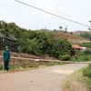 Xóm Mỏ Đồng, bản Nà Bó, xã Nà Bó, nơi sinh sống của bệnh nhân 4367 bị phong tỏa. (Ảnh: Hữu Quyết/TTXVN)