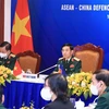 Thượng tướng Phan Văn Giang, Bộ trưởng Bộ Quốc phòng, Trưởng đoàn Việt Nam dự cuộc gặp. (Ảnh: Trọng Đức/TTXVN)