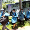 Người lao động và thân nhân từ Bắc Giang tại Khu cách ly tại trường Đại học Thái Bình. (Ảnh: Thế Duyệt/TTXVN)