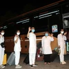 Sinh viên tình nguyện lên đường vào thành phố Hồ Chí Minh hỗ trợ chống dịch COVID-19. (Ảnh: Mạnh Tú/TTXVN)