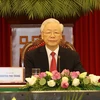 Tổng Bí thư Nguyễn Phú Trọng phát biểu tại Hội nghị thượng đỉnh giữa Đảng Cộng sản Trung Quốc với các chính đảng trên thế giới. (Ảnh: Trí Dũng/TTXVN)