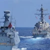 Tàu hải quân Thổ Nhĩ Kỳ tham gia cuộc tập trận ở Đông Địa Trung Hải ngày 26/8/2020. (Ảnh: Anadolu Agency/TTXVN)