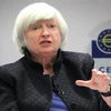 Bà Janet Yellen, khi đang giữ chức Chủ tịch Fed, phát biểu tại một hội nghị ở Frankfurt, Đức ngày 14/11/2017. (Ảnh: AFP/TTXVN)