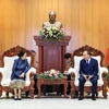 Chủ tịch nước Nguyễn Xuân Phúc tiếp Phó Chủ tịch nước Lào Pany Yathotou. (Ảnh: Thống Nhất/TTXVN)