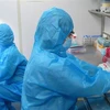 Các bác sỹ, kỹ thuật viên Trường Đại học Kỹ thuật Y - Dược Đà Nẵng hỗ trợ tỉnh Phú Yên thực hiện xét nghiệm SARS-CoV-2. (Ảnh: Xuân Triệu/TTXVN)