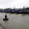 Tàu, thuyền vào tránh trú bão âu thuyền Cửa Sót huyện Lộc Hà, Hà Tĩnh. (Ảnh: Công Tường/TTXVN)