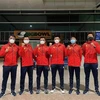 Các thành viên đội tuyển quần vợt Việt Nam lên đường tham dự Davis Cup năm 2021. (Ảnh: TTXVN phát)