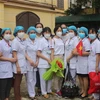 Đoàn cán bộ, nhân viên y tế Hà Nam lên đường hỗ trợ Thành phố Hồ Chí Minh chống dịch. (Ảnh: Thanh Tuấn/TTXVN)