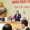 Thủ tướng Phạm Minh Chính phát biểu tại buổi gặp đại diện các doanh nghiệp, doanh nhân tiêu biểu. (Ảnh: Dương Giang/TTXVN)