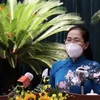 Bà Nguyễn Thị Lệ, Chủ tịch HĐND Thành phố Hồ Chí Minh phát biểu tại phiên khai mạc Kỳ họp. (Ảnh: TTXVN phát)