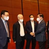 Tổng Bí thư Nguyễn Phú Trọng cùng các đồng chí lãnh đạo Đảng, Nhà nước dự Kỳ họp thứ hai, Quốc hội khóa XV. (Ảnh: Trí Dũng/TTXVN)