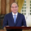 Chủ tịch nước Nguyễn Xuân Phúc phát biểu tại Hội nghị Thượng đỉnh Doanh nghiệp APEC 2021. (Ảnh: Thống Nhất/TTXVN)
