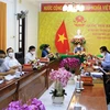 Đoàn đại biểu Quốc hội tỉnh Vĩnh Long dự phiên thảo luận trực tuyến. (Ảnh: Phạm Minh Tuấn/TTXVN)