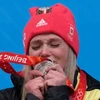 Ngôi sao thể thao người Đức Natalie Geisenberger nhận Huy chương Vàng. (Nguồn: AP)