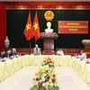 Tổng Bí thư Nguyễn Phú Trọng phát biểu chỉ đạo tại buổi làm việc với Ban Thường vụ và lãnh đạo tỉnh Hòa Bình. (Ảnh: Trí Dũng/TTXVN)