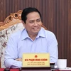 Thủ tướng Phạm Minh Chính chủ trì buổi làm việc với lãnh đạo chủ chốt tỉnh Quảng Nam. (Ảnh: Dương Giang/TTXVN)