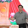 Thủ tướng Phạm Minh Chính kết luận buổi làm việc với lãnh đạo chủ chốt tỉnh Sóc Trăng. (Ảnh: Dương Giang/TTXVN)