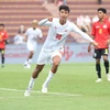 Tiền đạo Win Naing Tun (số 10) ghi bàn thắng mở tỷ số cho U23 Myanmar. (Ảnh: Hoàng Linh/TTXVN)