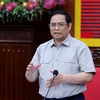 Thủ tướng Phạm Minh Chính kết luận buổi làm việc với lãnh đạo chủ chốt tỉnh Thái Bình. (Ảnh: Dương Giang/TTXVN)