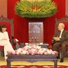 Tổng Bí thư Nguyễn Phú Trọng và Tổng thống Hy Lạp Katerina Sakellaropoulou tại buổi tiếp. (Ảnh: Trí Dũng/TTXVN)