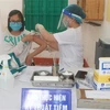 Tiêm vaccine phòng COVID-19 cho trẻ 11 đến dưới 12 tuổi tại Trường Trung học cơ sở Yên Định, huyện Hải Hậu, tỉnh Nam Định. (Ảnh: Văn Đạt/TTXVN)