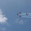 Sự kiện trình diễn máy bay tại Israel với nhiều tiết mục biểu diễn máy bay chiến đấu, máy bay tiếp dầu, máy bay không người lái. (Ảnh: TTXVN)
