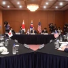 Toàn cảnh cuộc gặp ba bên giữa các đặc phái viên hạt nhân hàng đầu của Hàn Quốc, Nhật Bản và Mỹ tại Seoul ngày 3/6. (Ảnh minh họa: Yonhap/TTXVN)