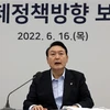 Tổng thống Hàn Quốc Yoon Suk-yeol phát biểu tại một sự kiện ở Seongnam, phía Nam thủ đô Seoul, ngày 16/6. (Ảnh: Yonhap/TTXVN)