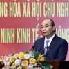 Chủ tịch nước Nguyễn Xuân Phúc phát biểu chỉ đạo buổi làm việc. (Ảnh: Thống Nhất/TTXVN)