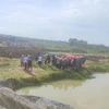 Hiện trường xảy ra vụ đuối nước khiến 3 học sinh tử vong tại thành phố Vĩnh Yên (tỉnh Vĩnh Phúc). (Ảnh: TTXVN phát)