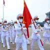 Lễ thượng cờ mừng Quốc khánh ở Lăng Chủ tịch Hồ Chí Minh. (Ảnh: Minh Đức/TTXVN)