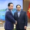 Thủ tướng Phạm Minh Chính tiếp ông Khuong Sreng, Đô trưởng Thủ đô Phnom Penh. (Ảnh: Dương Giang/TTXVN)
