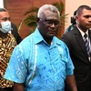 Thủ tướng Manasseh Sogavare dự Diễn đàn Quần đảo Thái Bình Dương vào tháng 7. (Nguồn: Solomontheguardian.com)