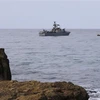 Tàu hải quân Israel tuần tra ở vùng biển ngoài khơi khu vực Rosh Hanikra, gần biên giới với Liban, ngày 4/10/2022. (Ảnh: AFP/TTXVN)