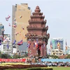 Quang cảnh Lễ kỷ niệm 69 năm Quốc khánh Campuchia. (Ảnh: Nguyễn Vũ Hùng/TTXVN)