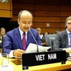Đoàn Việt Nam do Đại sứ Nguyễn Trung Kiên, Thống đốc - Đại diện thường trực Việt Nam tại Cơ quan Năng lượng Nguyên tử quốc tế (IAEA) làm Trưởng đoàn, tham gia cuộc họp định kỳ lần thứ hai Hội đồng Thống đốc IAEA tại Viên (Áo) từ ngày 6-10/6. (Ảnh: TTXVN p