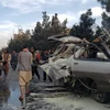 Hiện trường một vụ đánh bom xe ở Kabul, Afghanistan. (Ảnh: AFP/TTXVN)