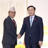 Chủ tịch Quốc hội Vương Đình Huệ gặp Chủ tịch Quốc hội Nepal Ganesh Prasad Timilsina. (Ảnh: Doãn Tấn/TTXVN)