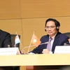 Thủ tướng Phạm Minh Chính dự Diễn đàn doanh nghiệp Việt Nam-Luxembourg. (Ảnh: Dương Giang/TTXVN)