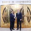 Thủ tướng Chính phủ Phạm Minh Chính thăm Sở Giao dịch chứng khoán Luxembourg. (Ảnh: Dương Giang/TTXVN)
