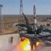 Tên lửa đẩy Soyuz 2.1B của Nga mang theo vệ tinh cảm biến từ xa Khayyam của Iran rời bệ phóng tại sân bay vũ trụ Baikonur (Kazakhstan), ngày 9/8/2022. (Ảnh: AFP/TTXVN)