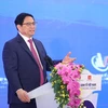 Thủ tướng Phạm Minh Chính phát biểu tại Diễn đàn Kinh tế Việt Nam. (Ảnh: Dương Giang/TTXVN)