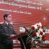 Thượng tướng Lương Đình Hồng, Chính ủy Học viện Quốc phòng Việt Nam phát biểu. (Ảnh: Phạm Kiên/TTXVN)
